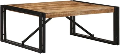 Salontafel Mangohout - Bijzettafel Industrieel - Woonkamer Decoratie - Massief Hout Blad - 80 x 80 x 35 cm