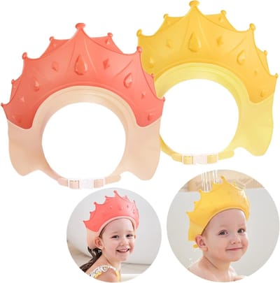 Verstelbare Baby Douchkap, 2 Stuks, Bescherming voor Ogen en Oren van Kinderen vanaf 6 Maanden (Geel & Roze) - Perfect voor Badderen en Douchen