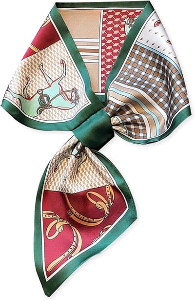Dunne Zijde Sjaal voor Vrouwen - Eenvoudige Doorhaal Neckerchief in Franse Retro Stijl, Satijnen Haarband en Hoofdband met Riem