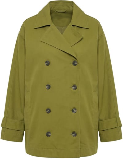 Studio Untold - Dames - Trenchcoat oversized revers 2 zakken - Olijf - Maat 54+