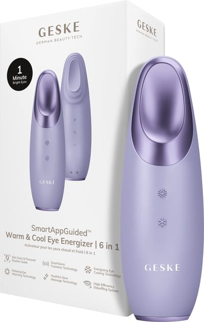 GESKE | SmartAppGuided™ Warm & Cool Eye Energizer | 6 in 1 | Oogmassageapparaat | Apparaat tegen donkere kringen | Traanzakjes en hangende oogleden verwijderen | Elektrische oogmassage