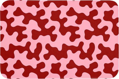 Badmat 90x60 cm - Antislip - Modern - Abstract - Rood - Badmatten voor badkamer - Badkamermat - Douchemat - Badkamer mat