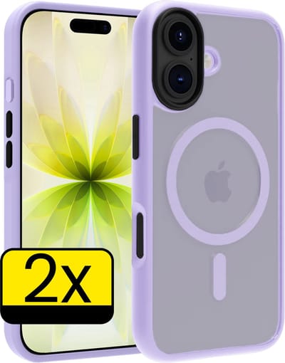 Hoesje - 2 Stuks - Geschikt voor Apple iPhone 17 - Magsafe Compatible - Sterk & Shockproof - Back Cover - Shock Proof Case - Telefoon Hoes - Telefoonhoesjes - Lila