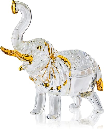 Kransten Beeldje van een Thaise Olifant van Verhoogd Glas - Geluksornament voor Woondecoratie