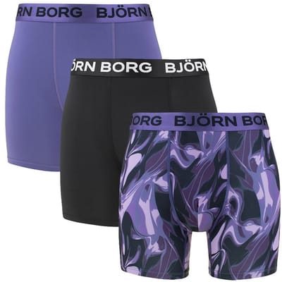 Björn Borg heren sports 3P microfiber boxers basic print paars & zwart