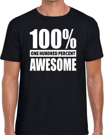 100% percent awesome tekst t-shirt zwart voor heren - honderd procent awesome shirt S