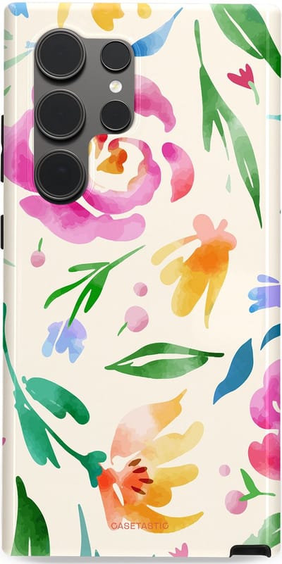 Casetastic Hoesje Geschikt voor Samsung S24 Ultra - Stijlvolle Beschermende Duo-layer Case - Floral Flow