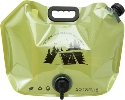 Inklapbare waterzak - Opvouwbaar reservoir - Outdoor hydratatie - Met draaibare kraan - 8 liter inhoud - Olijfgroen