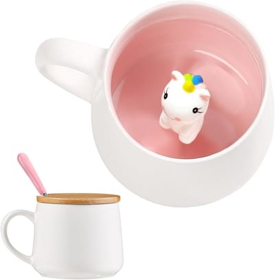 Schattige 3D Keramische Mok met Lepel en Deksel voor Meisjes en Vrouwen - Unieke Cadeaus voor Koffie, Thee en Chocolade - Persoonlijke Verjaardagscadeaus voor Moeders