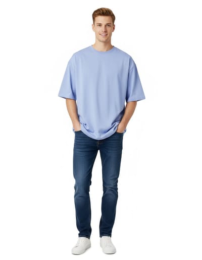 Stiffy Oversized Heren Shirt - LichtBlauw - Katoen - T-shirt - Lang - Zwaar
