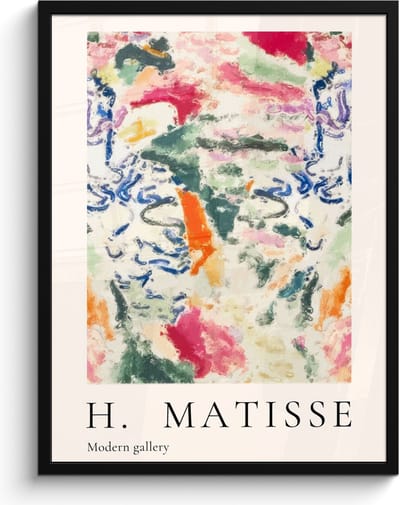 Poster in lijst - Fotolijst 60x80 cm - Posters - Matisse - Kunst - Kleurrijk - Abstract - Posterlijst zwart - Decoratie - Wanddecoratie woonkamer - Muurdecoratie slaapkamer