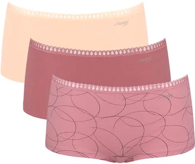 Sloggi 3-pack Crush Go dames boxershorts - Biologisch Katoenen dames onderbroeken - Multipack vrouwen ondergoed - XS - Roze