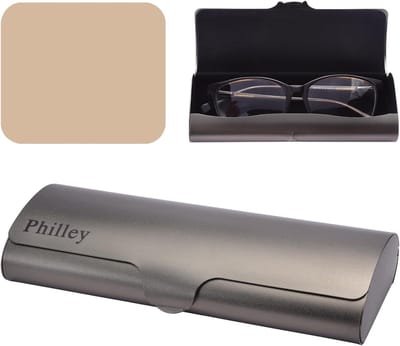 Brillenhoesje Aluminium - Hardcase Beschermhoes - Veilig Opbergen - Ultralicht Gewicht - 15.6 cm Lengte - Zilverkleurig