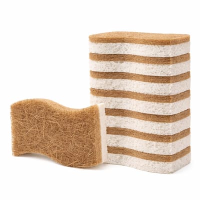 Set 8 Stuks Schoonmaaksponsjes – Afwas Spons - Natuurspons – Schuursponsjes - Keukenspons 2-in-1 - Natuurlijke Kokos Schuurspons Krasvrij & Cellulose Spons – Krasvrij, Duurzaam en Herbruikbaar – 11 x 7 x 2 cm