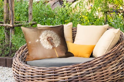 Buitenkussens - Tuin - Paardenbloem - Beige - Natuur - Bloem - 50x30 cm