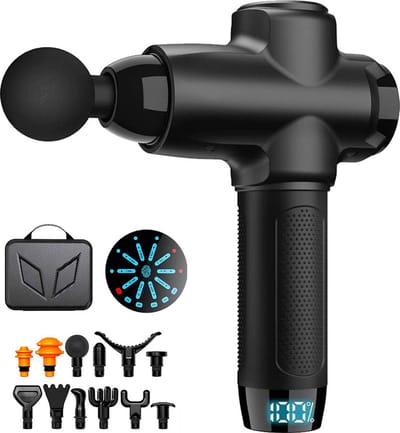Voorjaars Aanbieding: LifeLoom® - Sport en Relax Massage Apparaat - Massage Gun - Professioneel 14mm Slag - Spiermassage - Triggerpoints - LCD Screen - 12 Massagekoppen