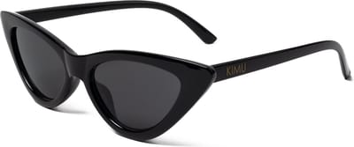KIMU® Cat Eye Zonnebril - Zwart Montuur - Zwarte Glazen - Kat Tijger Vlinderbril Retro Kattenoog Hollywood Vleugels Elegant Feline Vintage Festival