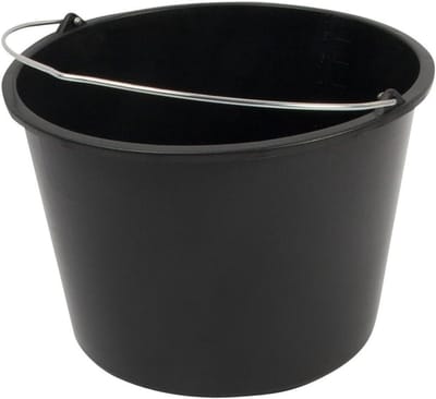 Bouwemmer Plastic - Emmer Met Beugel - Klus Benodigdheden - Stevig Metalen Handvat - 20 Liter - Zwart