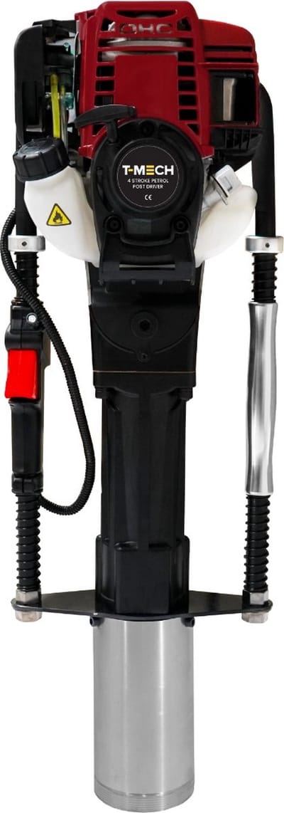 4-takt benzine paalrammer - zwart & rood - 23kg - 4-opzetstukken