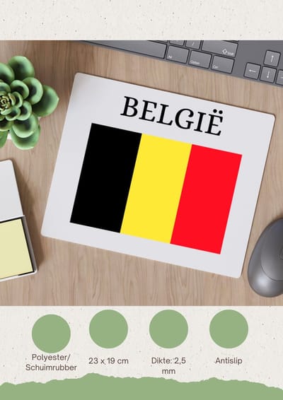 Akyol - belgie Muismat - Brussel - belgen - embleem belgische vlag - toeristen - - 23 bij 19 cm