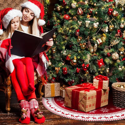 Kerstboomrok 48 inch Boomrok Grote Sneeuwvlok Rendier Rode Kerstboomrok Rustieke Kerstdecoraties voor Winter Nieuwjaar Vakantie Feestdecoratie Binnen Buiten