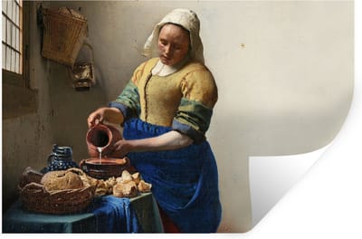 Muurstickers - Sticker Folie - Het melkmeisje - Kunst - Oude meesters - Vermeer - 30x20 cm - Plakfolie - Muurstickers Kinderkamer - Zelfklevend Behang - Zelfklevend behangpapier - Stickerfolie