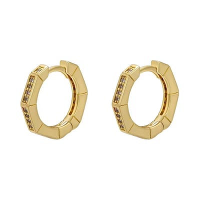 Diamond Row Hoop Earring Gold 14K