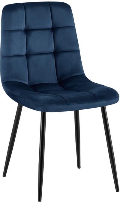 CLP Antibes Eetkamerstoel - Zonder armleuning - Velvet - Fluweel/donkerblauw