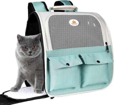 Huisdier Rugzak - Draagtas Kat - Reizen met Dier - Geventileerd Gaasontwerp - Tot 11 kg - Lichtblauw