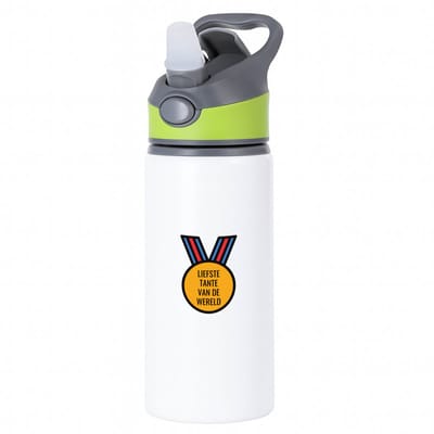 Hacebo® - liefste tante van de wereld waterfles met rietje groen - Tante - de liefste tante - verjaardagscadeau - verjaardag - cadeau - cadeautje voor tante - tante artikelen - kado - geschenk - gift - water fles - 650ML