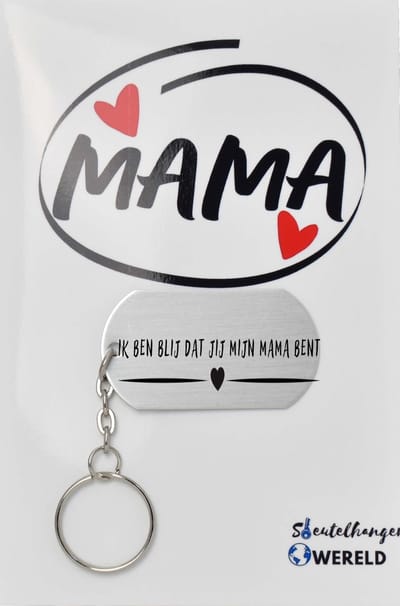Ik ben blij dat jij mijn mama bent Sleutelhanger inclusief kaart- mama cadeau - moeder - Leuk kado voor je mama om te geven - 2.9 x 5.4CM