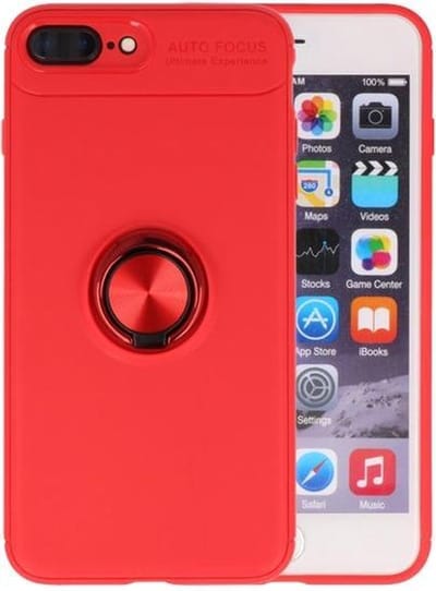 Rood Zacht TPU met Ringhouder hoesje voor Apple iPhone 7 Plus / 8 Plus
