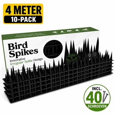 Dieko Duivenpinnen Zwart 4 Meter incl. 40 RVS Montageschroeven – Buigbare Vogelpinnen – Duivenverjager – Vogelwering – Vogelverjager – Duivenwering – Anti Klim Strips – UV-Bestendig – Onderhoudsvrij – Voor Schutting, Dakrand, Vensterbank & Balkon