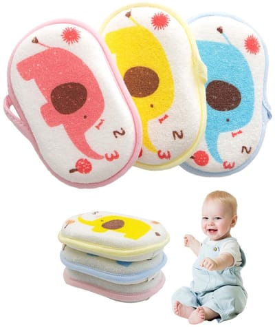 Dailygoods - Set van 3 Zachte Olifanten Badsponzen voor Baby's