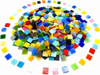DIY Glazen Mozaïektegels 500G, Gemengde Kleuren voor Handgemaakte Decoraties, Perfect voor Huiskamer, Keuken en Badkamer Projecten, Beginnersvriendelijk, 0.4 x 0.4 Inch