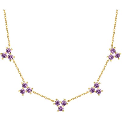 Da vergulde 18k geel goud ingelegd met paarse diamanten sneeuwvlok ketting vrouwelijke elegante temperament 925 zilveren sleutelbeen ketting sieraden beige