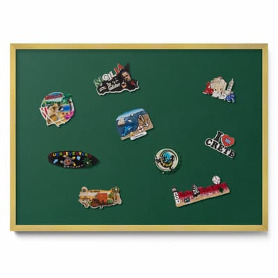 Tulup Magneetbord met Gouden Frame - Groente Magnetisch Bord in Verschillende Kleuren - 70 cm x 50 cm - Donkergroene kleur - Design Magneetbord met Frame - Magnetisch Bord Muurbevestiging - Memobord voor Keuken