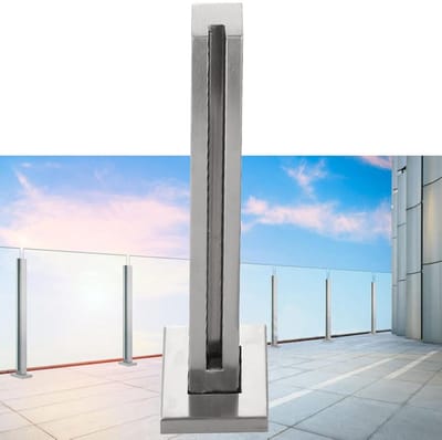 Glazen Balustrade Paal - Hekwerk Paal - Terras Afscheiding - Voor Glaspanelen - 37 Inch Hoog - Zilver