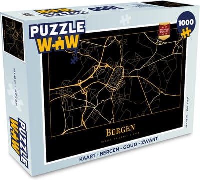 Puzzel Kaart - Bergen - Goud - Zwart - Legpuzzel - Puzzel 1000 stukjes volwassenen