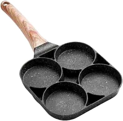 Koekenpan - Omelet Pan - Ontbijt Maken - Anti-aanbaklaag - 4 cakes - Zwart