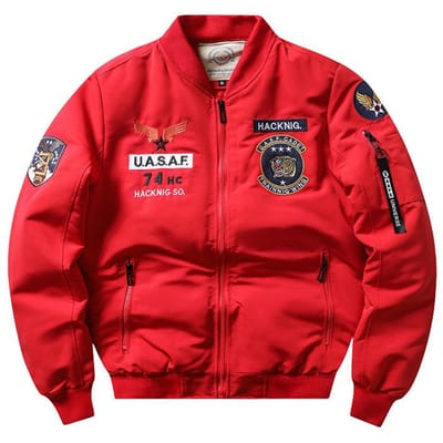 Veste Rembourrée en Coton Nouvelle Coupe Slim Col Montant Costume Locomotive Manteau Rétro Brodé Rembourré en Coton L rouge