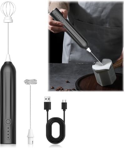 Melkopschuimer met dubbele zuiger, USB-handheld melkopschuimer, elektrische garde, 3 snelheden voor handmixer, melkschuim, eiermixer, koffie, cappuccino, latte