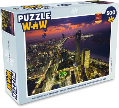 Puzzel De skyline van Abu Dhabi in de Verenigde Arabische Emiraten met hemel - Legpuzzel - Puzzel 500 stukjes