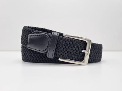 Elastische riem - gevlochten broekriem - dames en heren riemen - kleur Zwart 105 cm