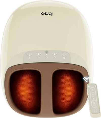 Shiatsu Voetmassage Apparaat met Verwarming – Luchtcompressie – Afstandsbediening – Stil onder 60dB – Plantar Fasciitis – Ivoor
