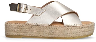 Sacha - Dames - Gouden leren plateau sandalen - Maat 37