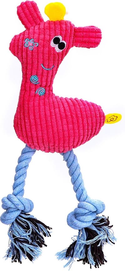 Nobleza Hondenknuffel met Touw en Piep - Hondenspeelgoed - Trektouw en Flostouw - Roze