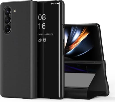 Geschikt voor Samsung Z Fold 5 - Clear View Cover - Display smart view hoesje - Zwart