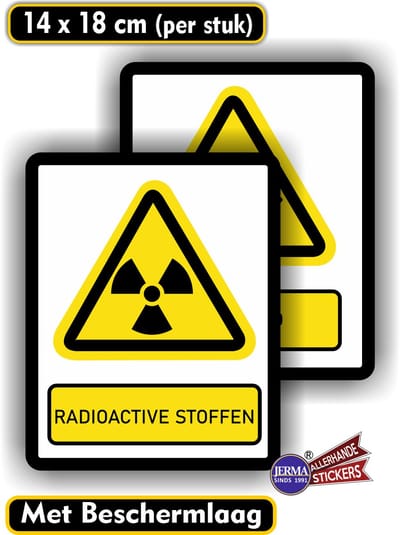 Jerma - Radioactive stoffen - ISO norm - Stickers - set 2 st - 14 x 18 cm - Weerbestendig - Krasvrij