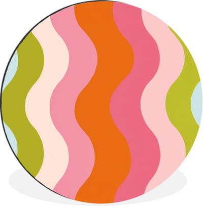 WallCircle - Wandcirkel - Muurcirkel - Banen - Golven - Kleurrijk - Verticaal - Aluminium - Dibond - 30x30 cm - Binnen en Buiten